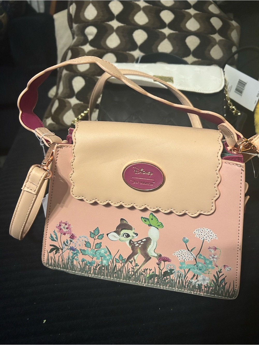 Disney Pink and Beige Bambi Floral Shoulder Bag